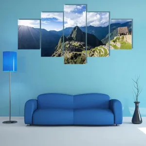 Large Canvas Art Wall Decor 5 Pieces HD Canvas Printing Posters Paintings for Home Wall Decor City of Machu Pichu Modern Art Wall Decor for Living Room XXL- with Frame 200 * 100cm