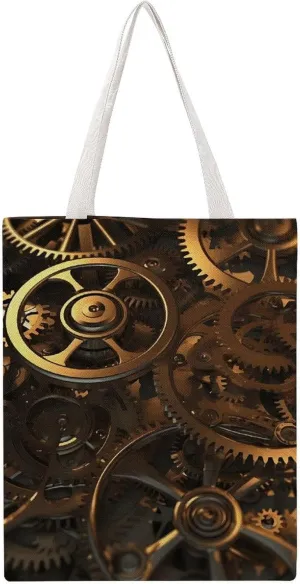 Large Canvas Shopping Bag,Cool Steampunk Gears Print Cotton Tote Bag,practical Large Capacity Tote Bag,ladies Tote Bag