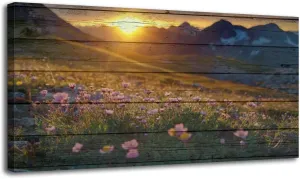 Large Canvas Wall Art alpine sunrise flowers foreground Wooden Framed Artwork Easy to Hang Wall Decor for Living Room Bedroom Office 30 x 60 inch
