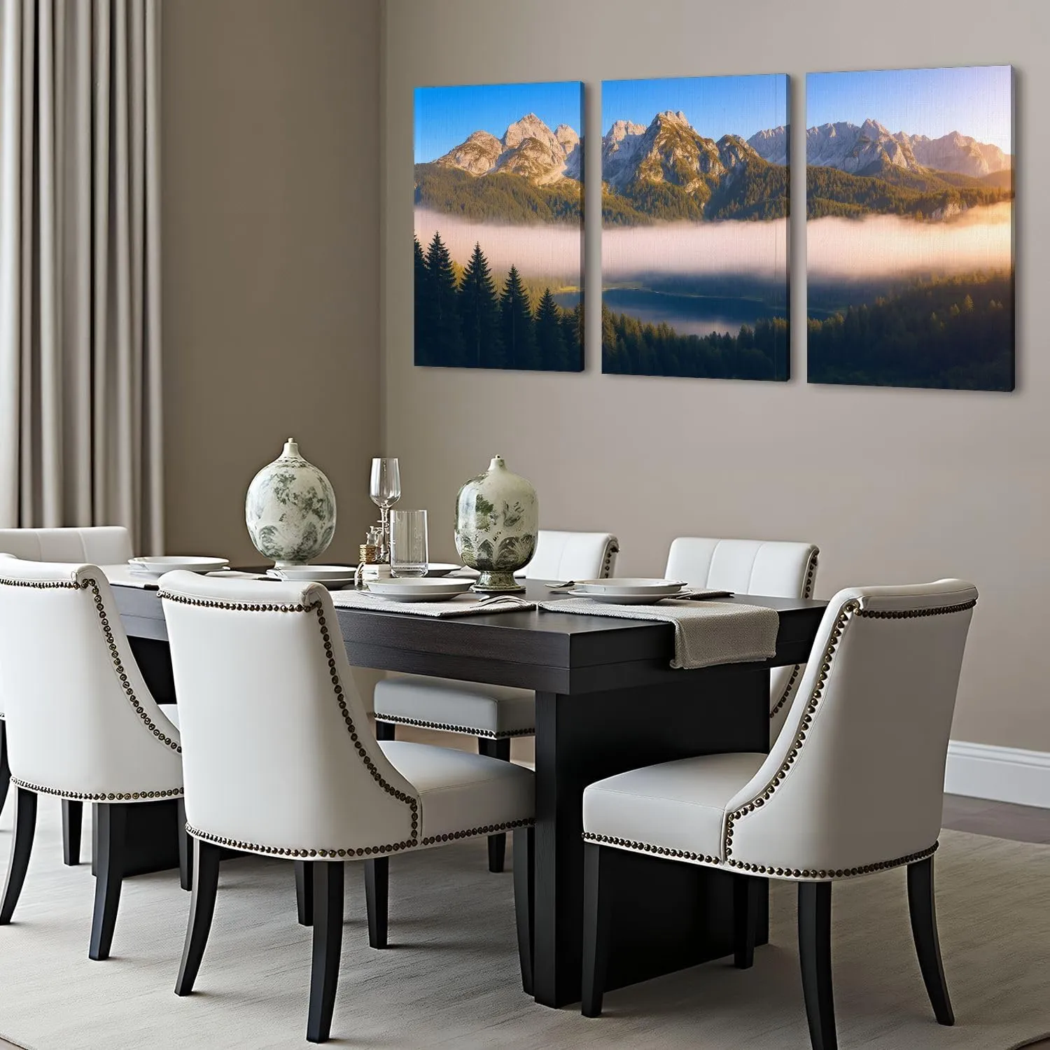 Large Canvas Wall Art Great morning alpine lake Vorderer Gosausee Gosau valley Austrian alps Artwork for Walls 24x36 inches 3 pieces Home Decor Aesthetic Pictures for Home Living Room Dining Room