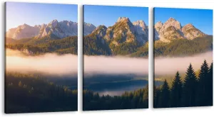 Large Canvas Wall Art Great morning alpine lake Vorderer Gosausee Gosau valley Austrian alps Artwork for Walls 24x36 inches 3 pieces Home Decor Aesthetic Pictures for Home Living Room Dining Room