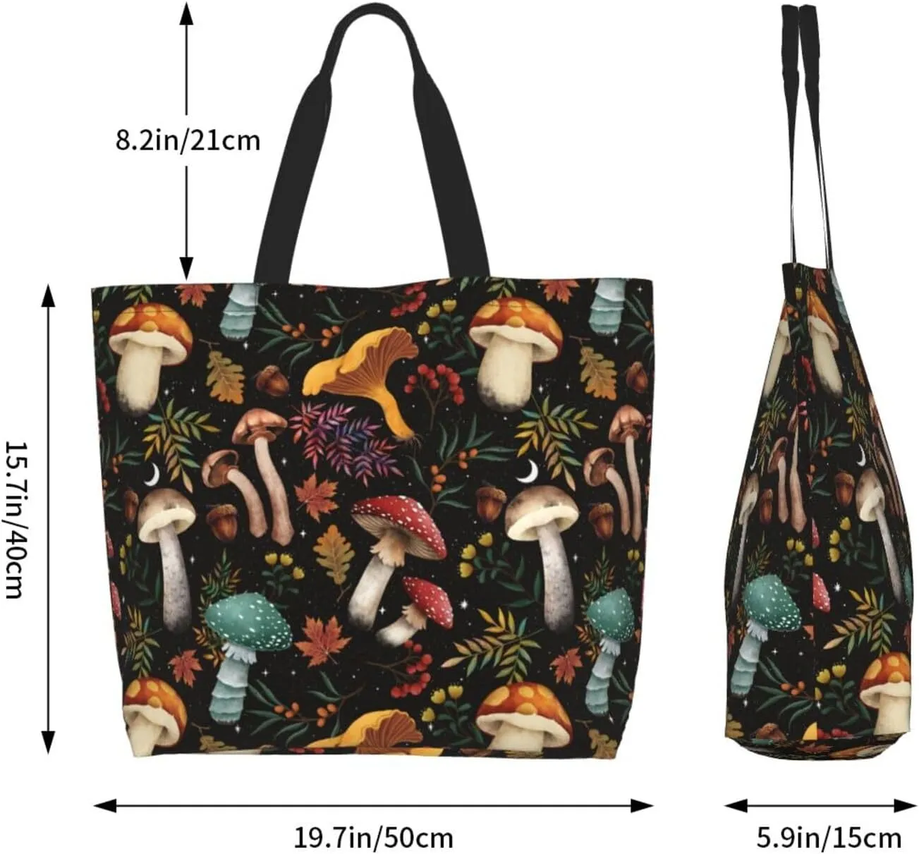 Large Capacity Reusable Canvas Shoulder Bag   Both Sides Bucket Hat Casual Tote Handbag