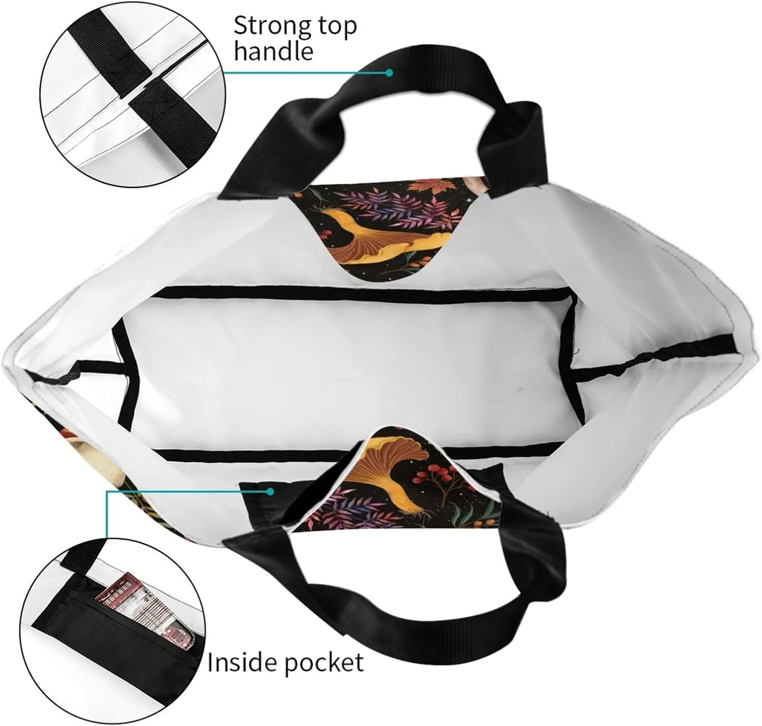 Large Capacity Reusable Canvas Shoulder Bag   Both Sides Bucket Hat Casual Tote Handbag