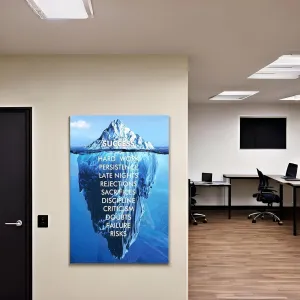 Large Inspirational Quotes Success Wall Art Iceberg Positive Motto Leadership Motivational Business Artwork for Office Bedroom Wall Decor Framed Canvas Print 24x36inch