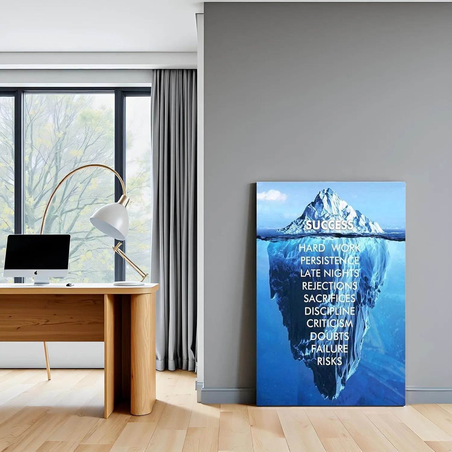 Large Inspirational Quotes Success Wall Art Iceberg Positive Motto Leadership Motivational Business Artwork for Office Bedroom Wall Decor Framed Canvas Print 24x36inch