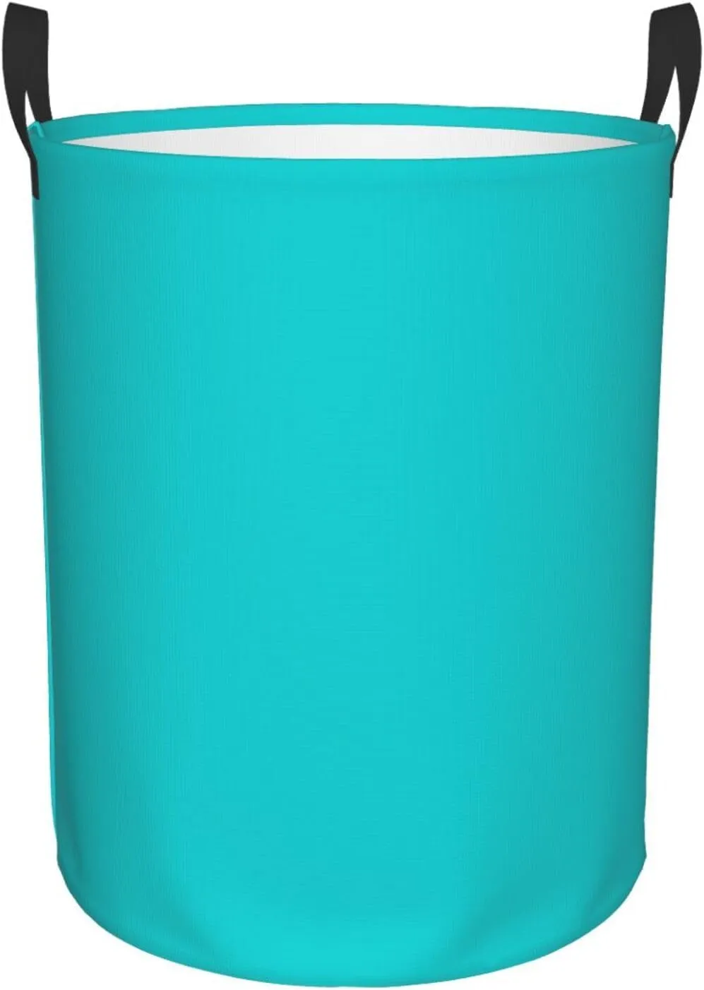 Large Laundry Basket, Dirty Clothes Hamper Toys Storage Bag Dark Turquoise Solid Color Waterproof Foldable Washing Bin for College Dorms 15.7" x 19.6"