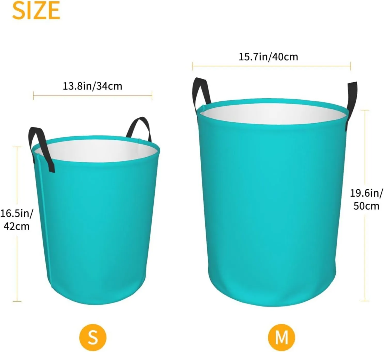Large Laundry Basket, Dirty Clothes Hamper Toys Storage Bag Dark Turquoise Solid Color Waterproof Foldable Washing Bin for College Dorms 15.7" x 19.6"