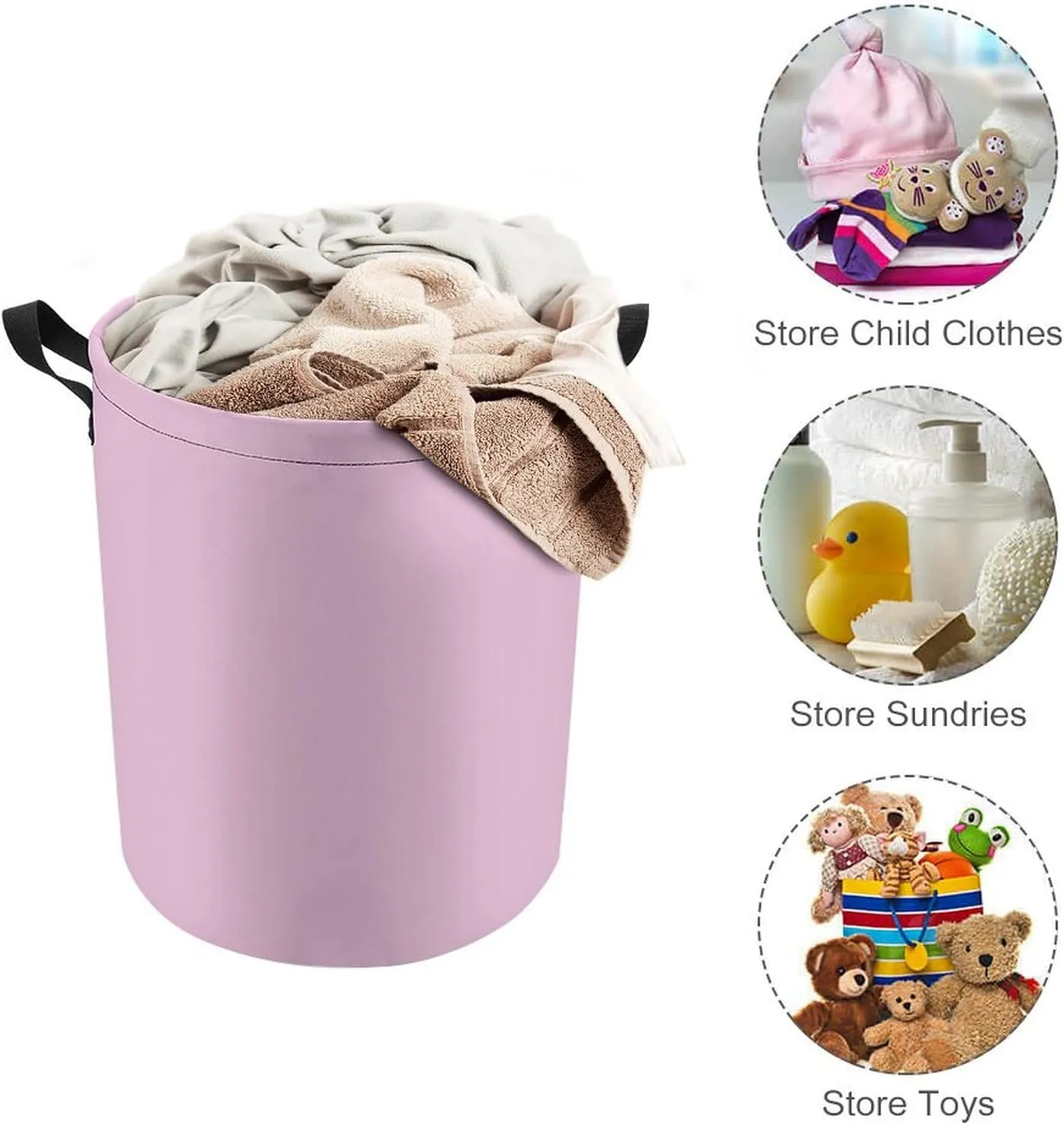 Large Laundry Hamper Bag, Classic Rose Solid Color Laundry Basket with Drawstring Collapsible Dirty Clothes Storage Washing Bin for Bathroom, Dorm Essentials
