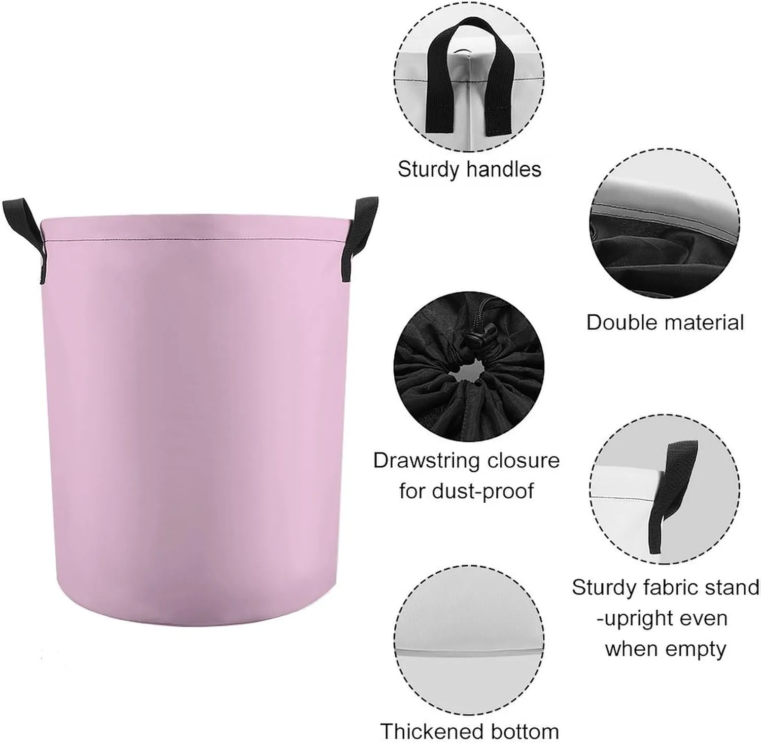 Large Laundry Hamper Bag, Classic Rose Solid Color Laundry Basket with Drawstring Collapsible Dirty Clothes Storage Washing Bin for Bathroom, Dorm Essentials