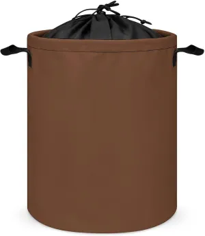 Large Laundry Hamper Bag, Dark Brown Solid Color Elegant Simple Collapsible Laundry Basket Dirty Clothes Washing Bin for College Dorm, Family Essentials