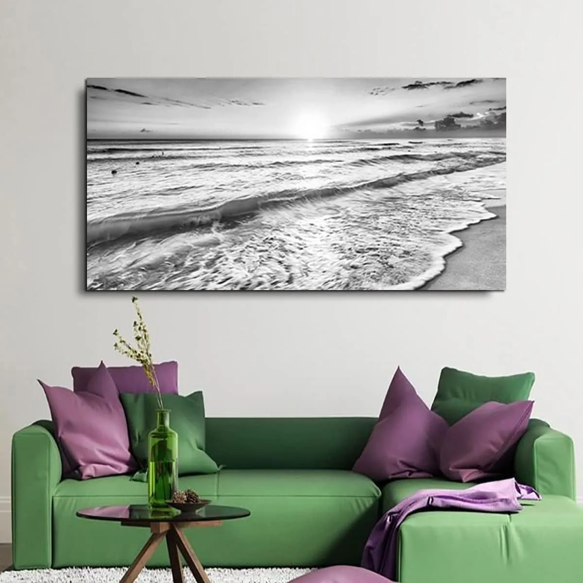 Large Ocean Sea Waves Nature Canvas Wall Art Picture Print -Modern Sea Nature Landsacpe Artwork Painting Framed for Bathroom Living Room Office Wall Decor -20"x40"inch