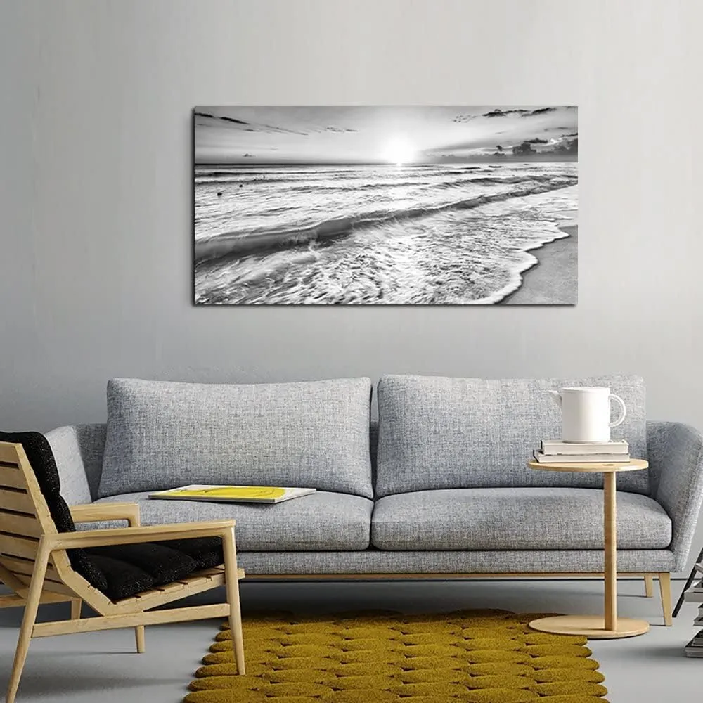 Large Ocean Sea Waves Nature Canvas Wall Art Picture Print -Modern Sea Nature Landsacpe Artwork Painting Framed for Bathroom Living Room Office Wall Decor -20"x40"inch