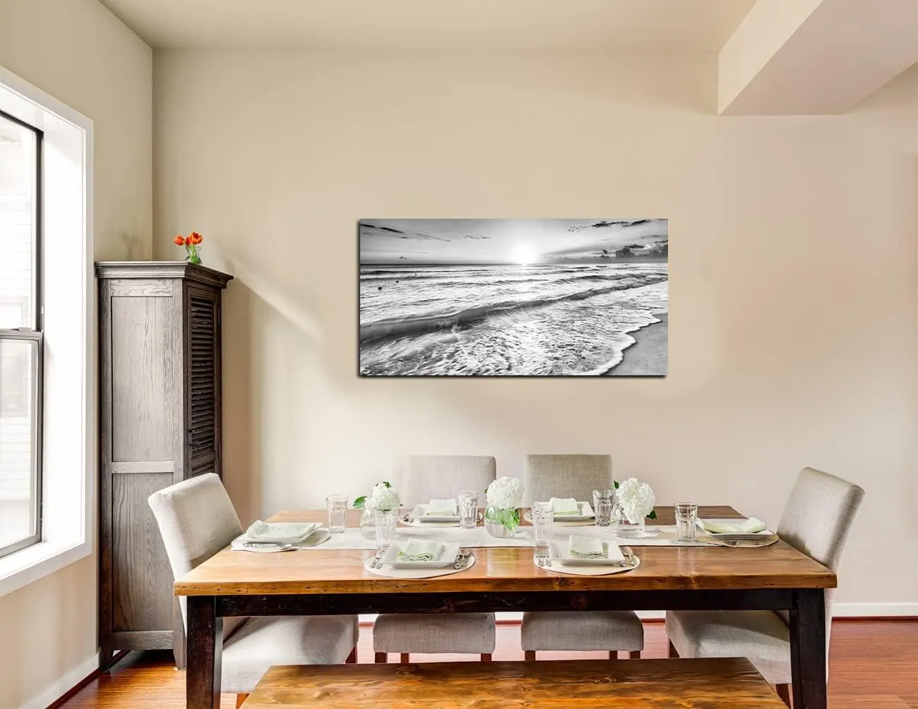 Large Ocean Sea Waves Nature Canvas Wall Art Picture Print -Modern Sea Nature Landsacpe Artwork Painting Framed for Bathroom Living Room Office Wall Decor -20"x40"inch