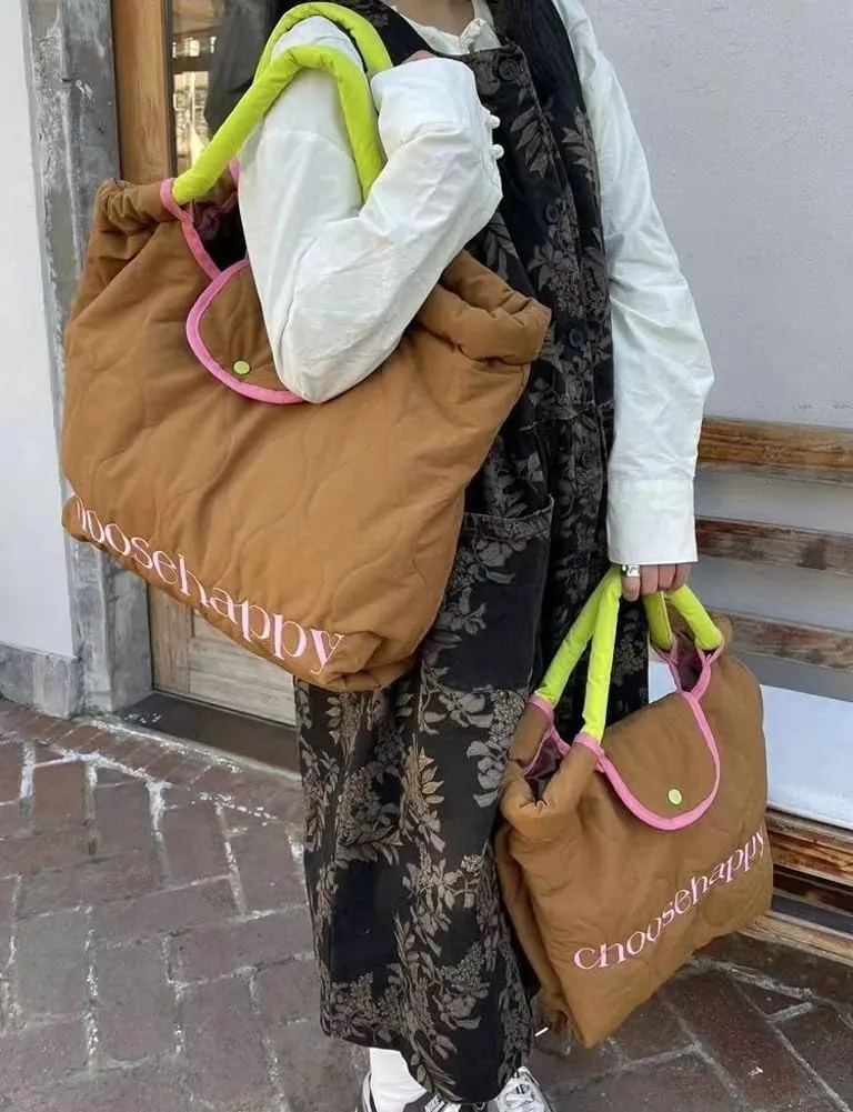 Large Padding Shoulder Bag Tote Bag for Women Down Padded Crossbody Bag Handbag Lightweight Tote Purse Top Handle Bag 2025