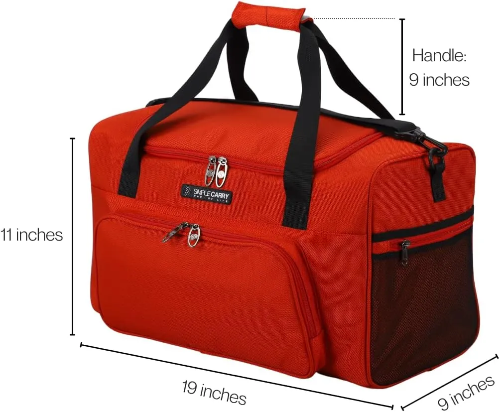 Large Sports Duffel Bag 20 inch for Travel Gym as Shoulder Bag and Hand Carry - Red