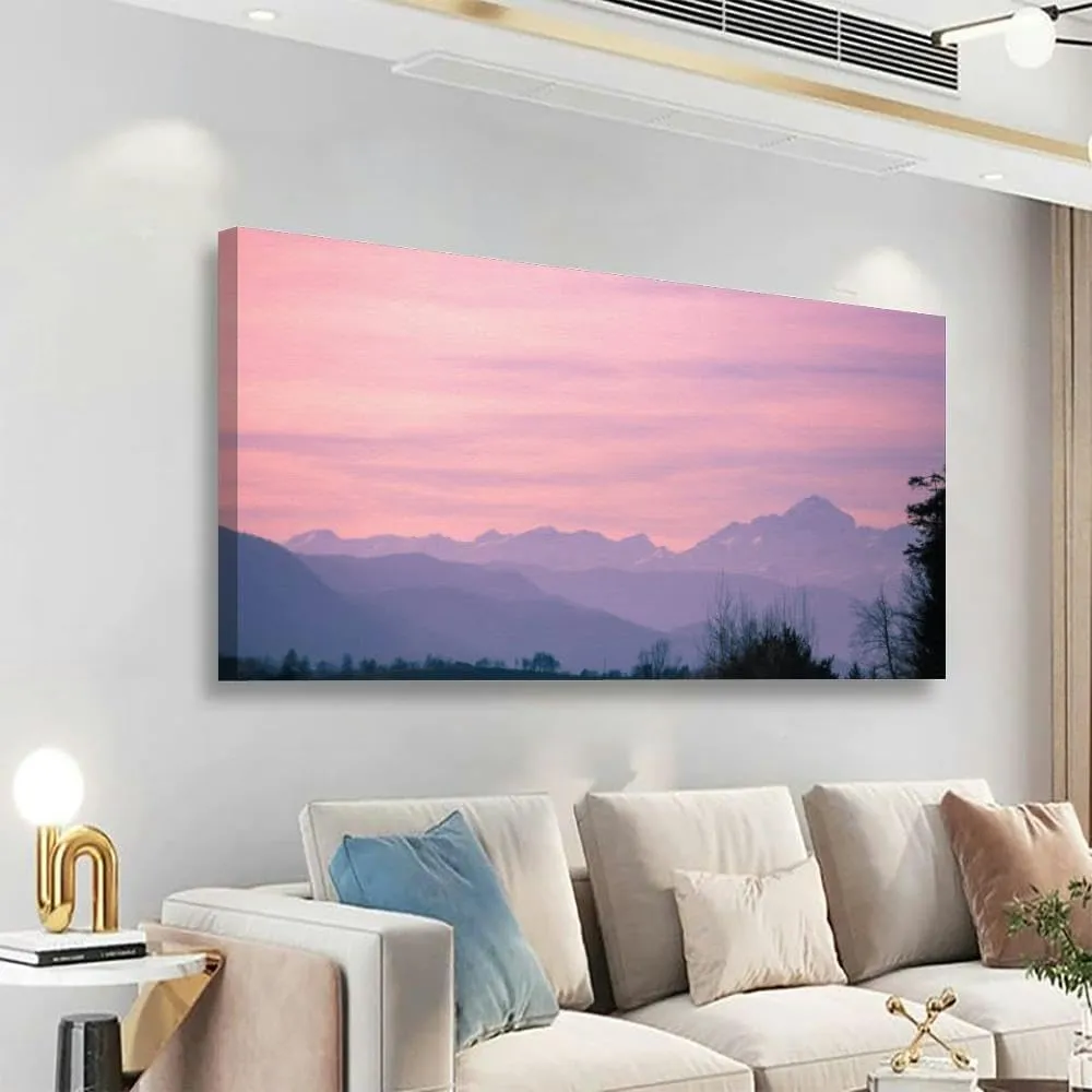 Large Wall Art Decor for Living Room Bedroom Bathroom Canvas Wall Art Framed Mountain range the early morning Sunrise mountains Prints Artwork Painting Pictures Kitchen 24x48