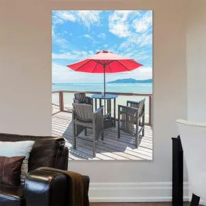 Large Wall Art Decor Open air cafe bar the sea view terrace Vertical Pictures Framed Canvas Wall Art for Living Room Bedroom Bathroom Artwork Paintings Kitchen 36x24