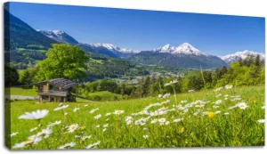 Large Wall Art Prints 20"x40" Alpine scenery mountain chalet summer Framed Canvas Wall Art Painting Artwork Poster Picture Wall Decor for Living Room Bedroom Hanging