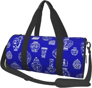 Large Weekender Overnight Bag Fashion Sports Gym Bag Chinese Vases Chinoiserie Style Travel Duffel Bag With Adjustable Shoulder Strap