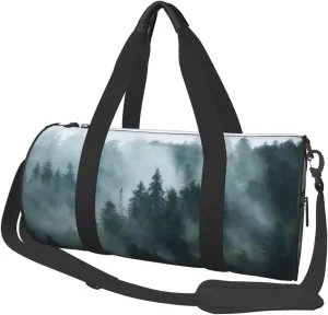 Large Weekender Overnight Bag Fashion Sports Gym Bag Mysterious Forest Dreamy Clouds Travel Duffel Bag With Adjustable Shoulder Strap