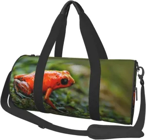 Large Weekender Overnight Bag Fashion Sports Gym Bag Red Poison Dart Frog Travel Duffel Bag With Adjustable Shoulder Strap