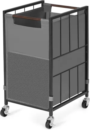 Laundry Hamper with Wheels and Adjustable Feet, Grey, 90L Laundry Basket with Removable Liner Bag, Ideal for Bathroom, Bedroom, and Laundry Room