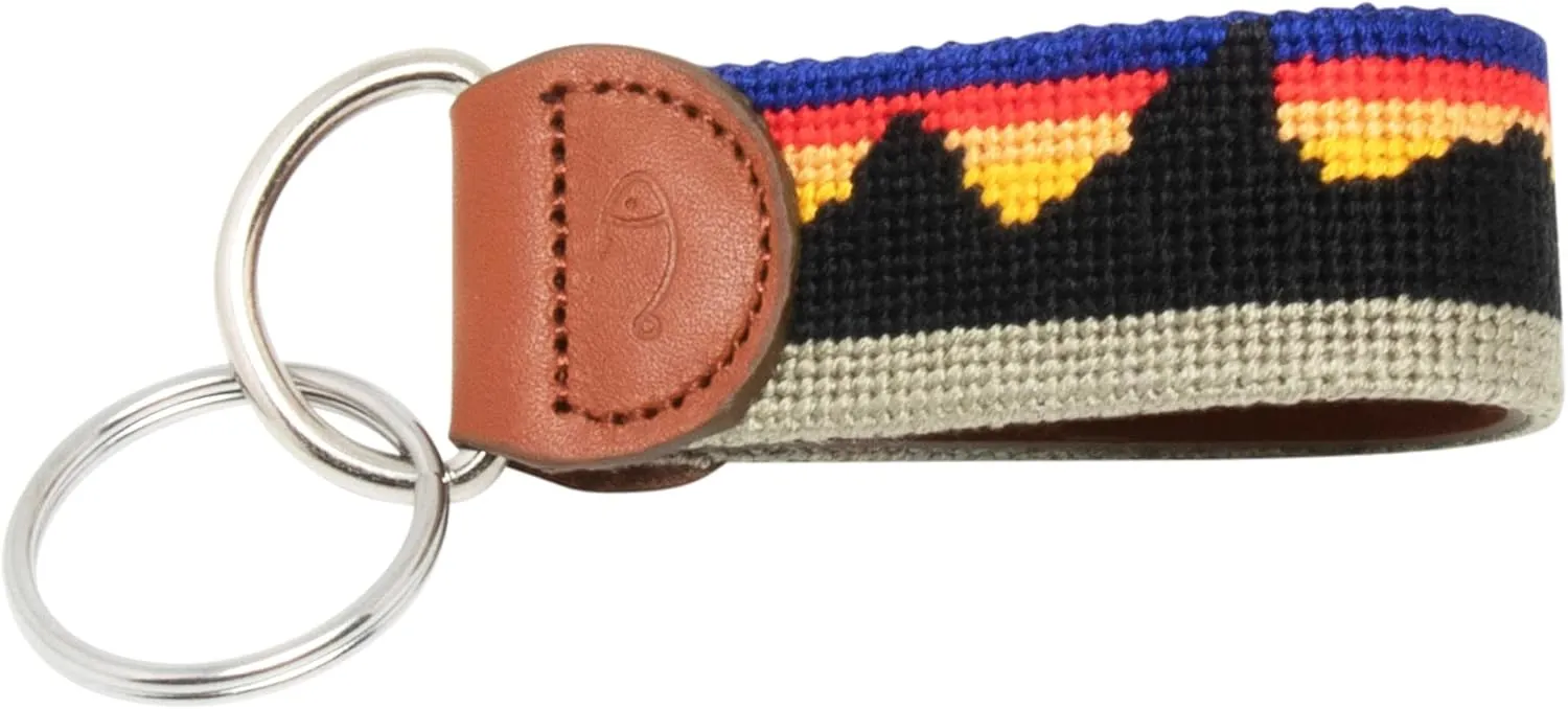 Leather Hand-Stitched Needlepoint Key Fob or Key Chain