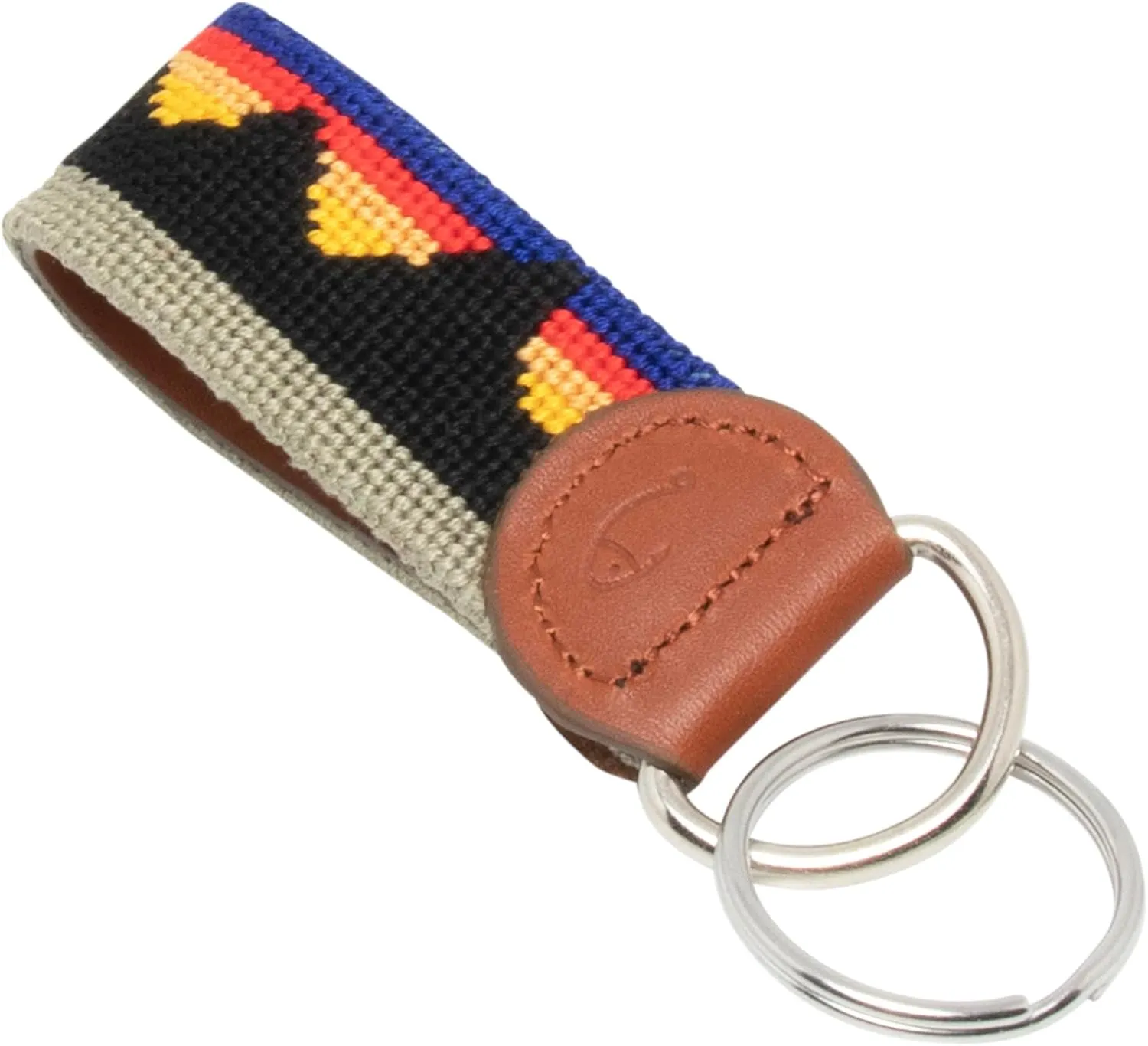 Leather Hand-Stitched Needlepoint Key Fob or Key Chain