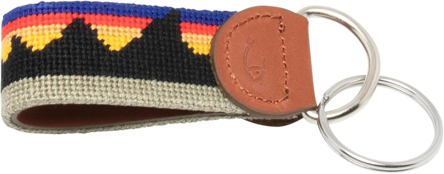 Leather Hand-Stitched Needlepoint Key Fob or Key Chain