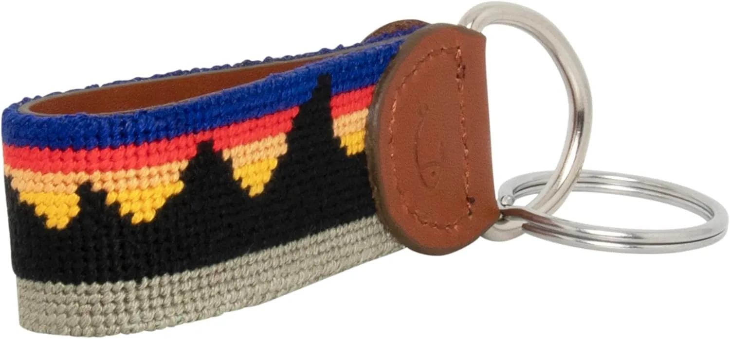Leather Hand-Stitched Needlepoint Key Fob or Key Chain
