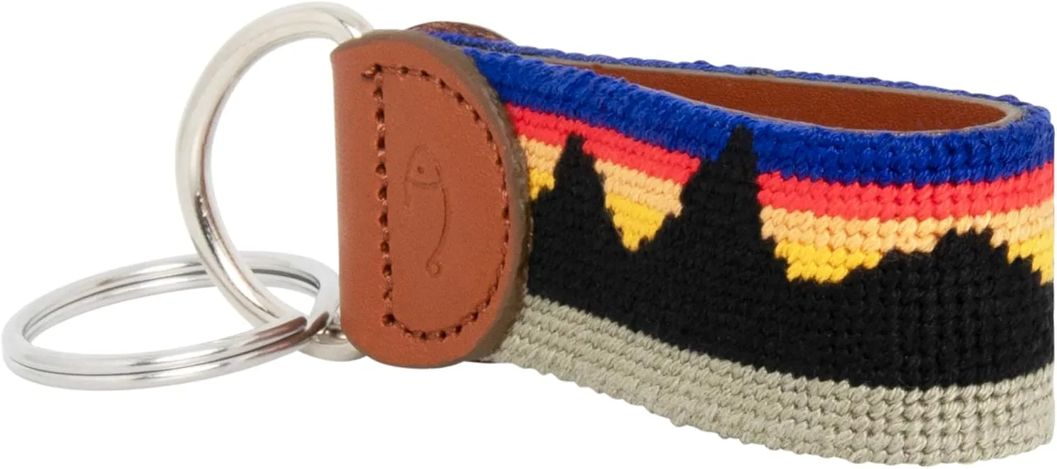 Leather Hand-Stitched Needlepoint Key Fob or Key Chain