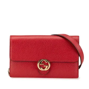 Leather Interlocking G Dollar Wallet on Chain