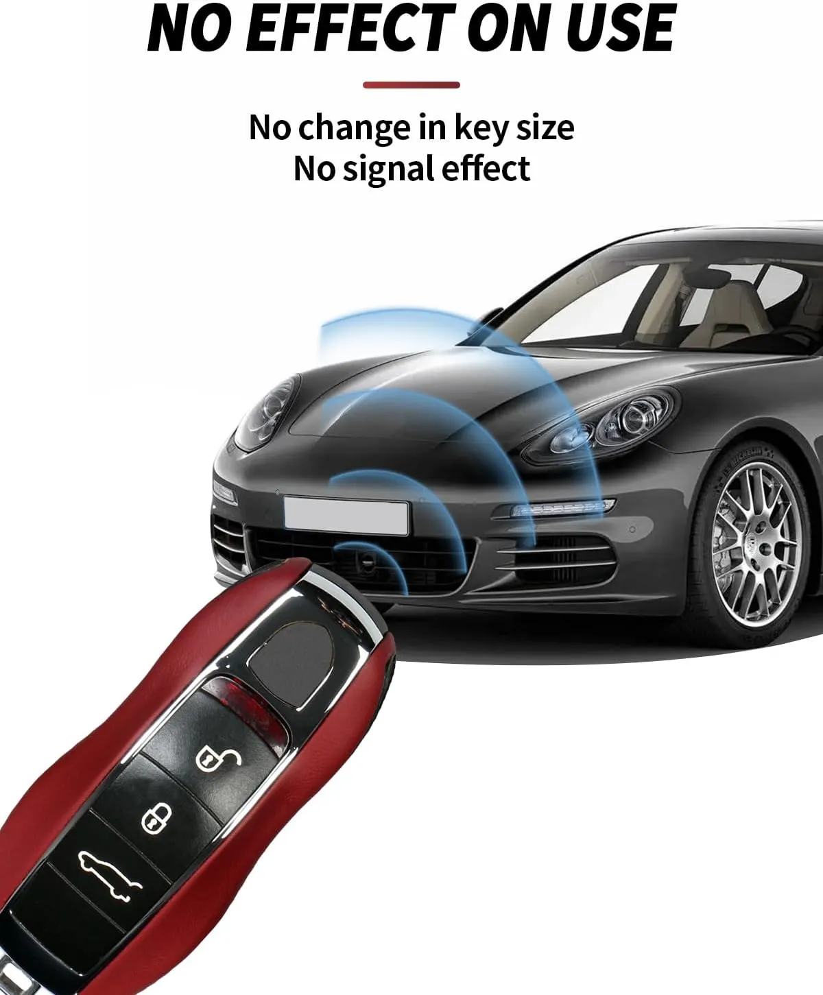 Leather Key Fob Cover for Porsche Macan Panamera 911, Key Chain Keychain Key Cover for Porsche Cayenne 718 Cayman Boxster Accessories (Bordeaux Red)