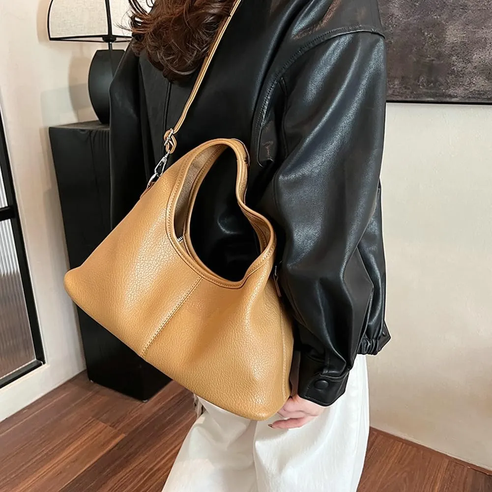 Leather Tote Bag for Women Leather Purse Women's Crossbody Handbags Slouchy Shoulder Bag Work Tote Trendy Vintage Bags