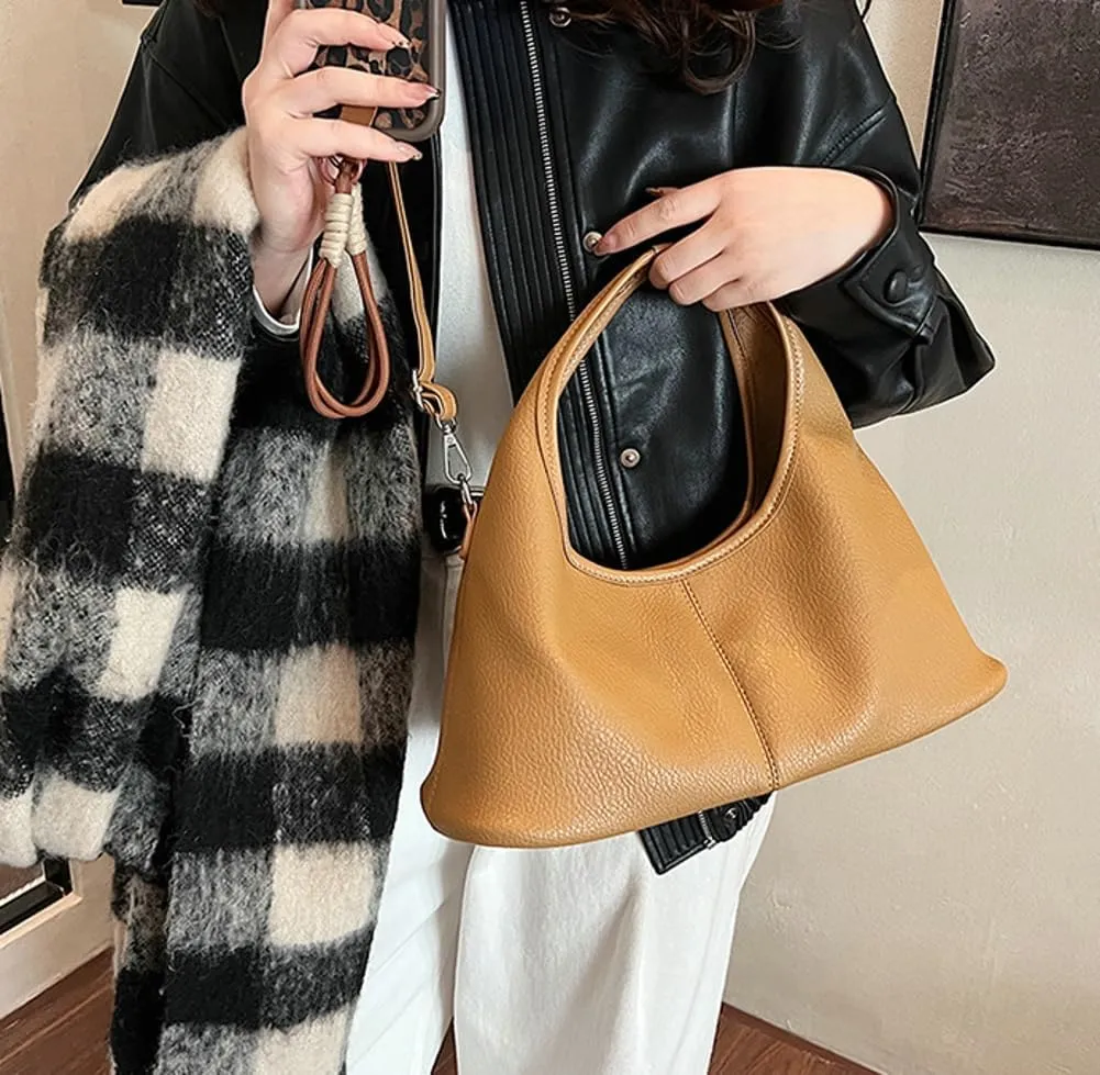 Leather Tote Bag for Women Leather Purse Women's Crossbody Handbags Slouchy Shoulder Bag Work Tote Trendy Vintage Bags