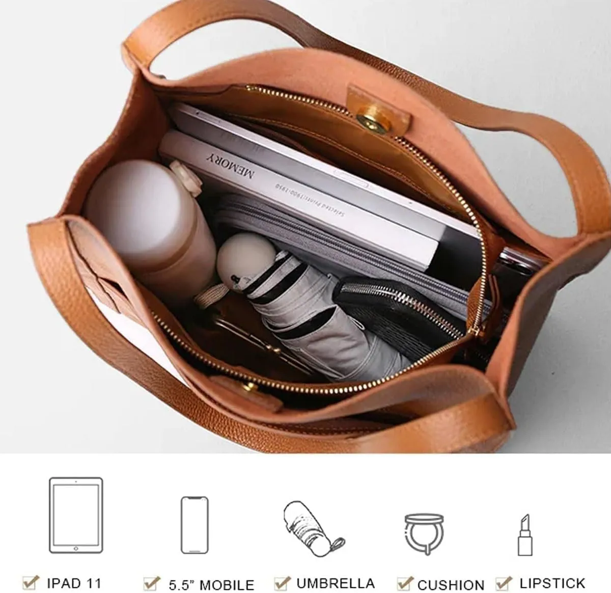 Leather Tote Bucket Bags Hobo Shoulder Bags Purse and Handbags for Women Trendy