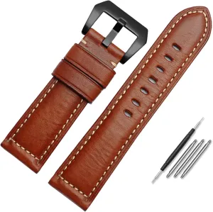 Leather Watch Band for Men, Suitable for Panerai Seiko Citizen Jeep Italian Leather Watch Chain 22mm 24mm 26mm WatchBands
