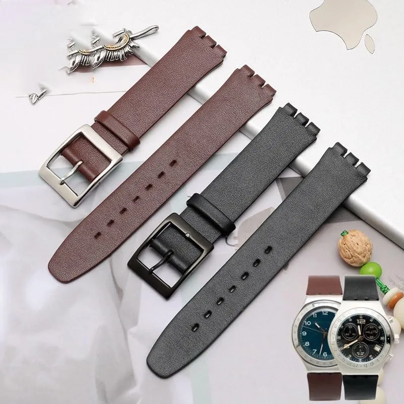 Leather Watch Strap For Swatch SYXS106/115/116 Cowhide Watch Chain For Women, 17mm Wacth Band