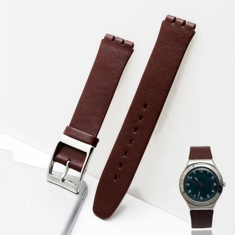 Leather Watch Strap For Swatch SYXS106/115/116 Cowhide Watch Chain For Women, 17mm Wacth Band