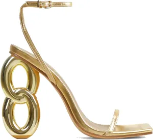 Lemonade Womens Ankle Strap Square Toe Gold Chain Heel