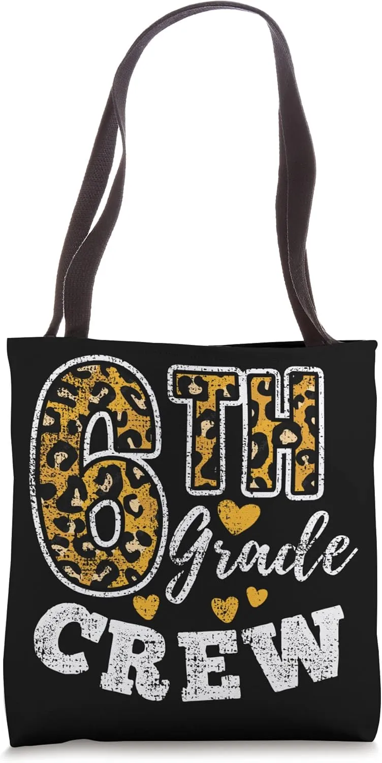 Leopard Print Sixth Grade Teacher 6th Grade Crew Vintage Tote Bag
