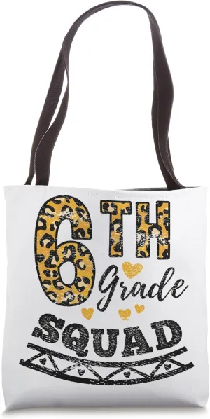 Leopard Print Sixth Grade Teacher 6th Grade Squad Vintage Tote Bag