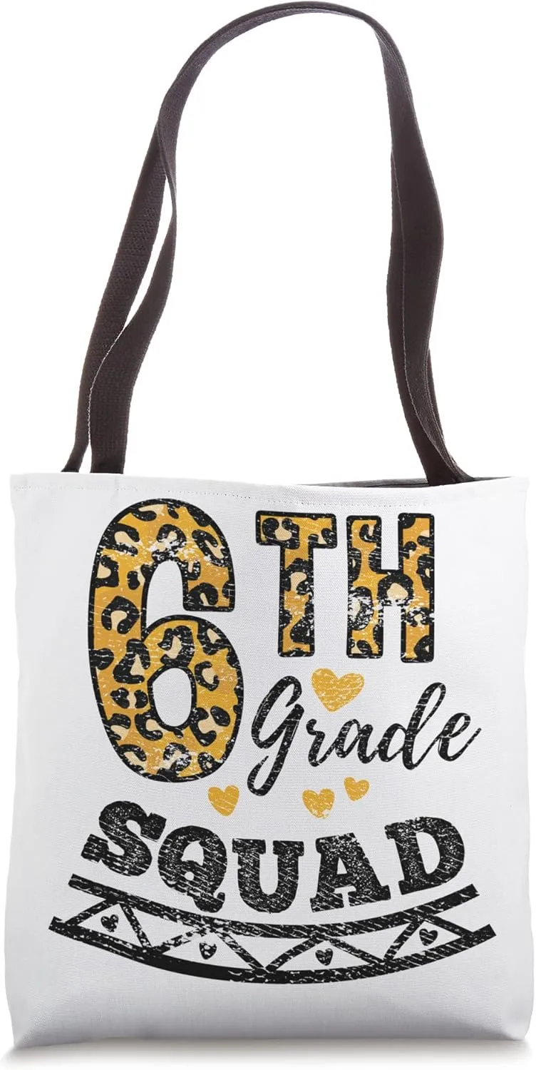 Leopard Print Sixth Grade Teacher 6th Grade Squad Vintage Tote Bag