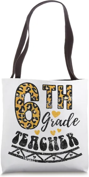 Leopard Print Sixth Grade Teacher 6th Grade Teacher Vintage Tote Bag