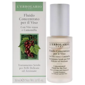 L'Erbolario - Concentrated Fluid for the Face - Evening Treatment for Delicate and Red Skin - Infused with Red Grape and Chamomile - Fast-Acting - Helps Prevent Reddening, 1.0 oz