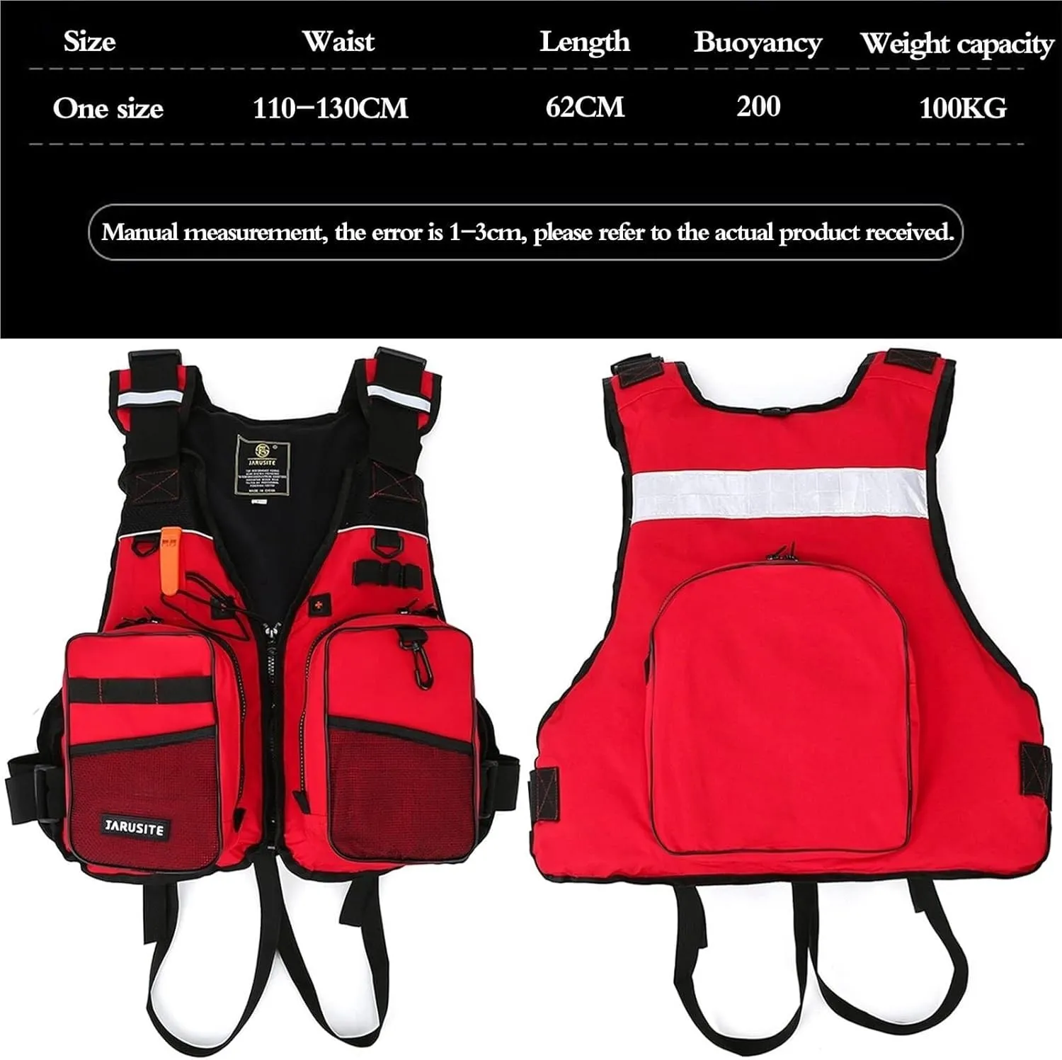 Life Jacket for Adults, 220lbs Capacity with Adjustable Belt, Zipper, Safety Whistle for Fishing, Kayaking, Boating Safety Vest