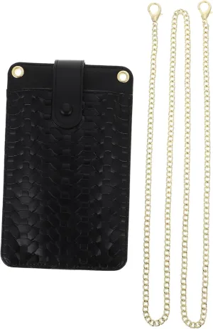 LIFKOME Pu Leather Single-shoulder Phone Chain Bag Outdoor Storage Pouch for Girls Cross-body Bag Scratch Resistant Metal Chain