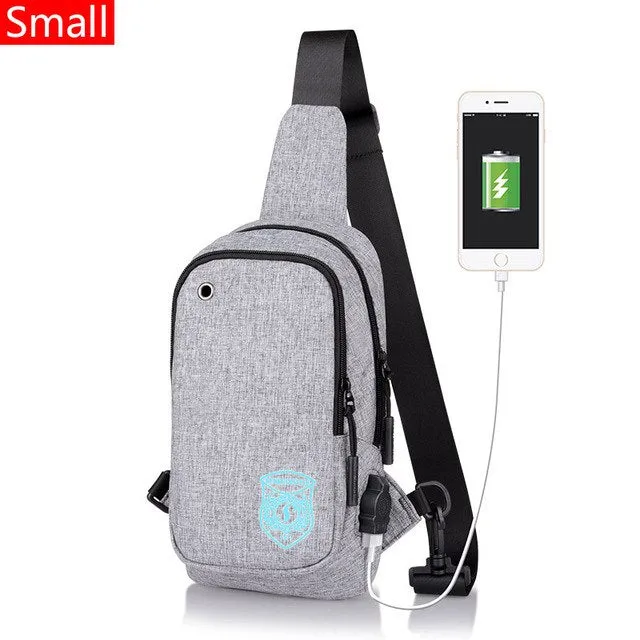 Light Luminous Shoulder Pack Canvas Sports  with USB E