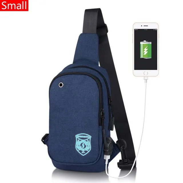 Light Luminous Shoulder Pack Canvas Sports  with USB E