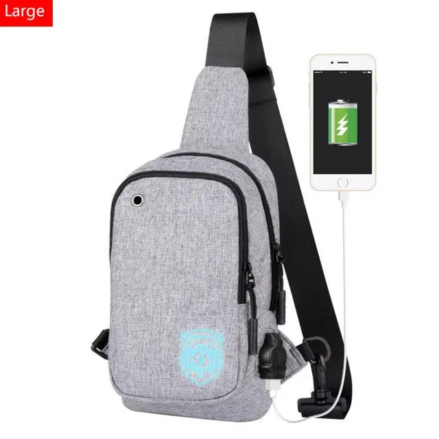 Light Luminous Shoulder Pack Canvas Sports  with USB E